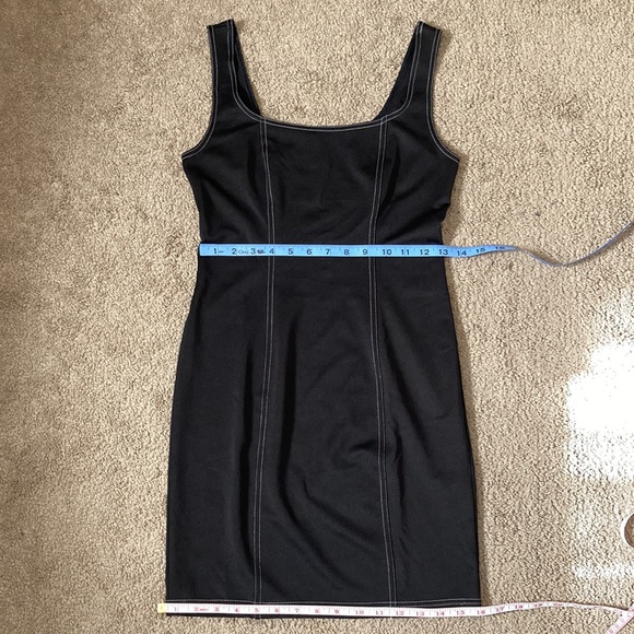 Forever 21 plain black body con dress with contrast white stitching, medium - Picture 8 of 11